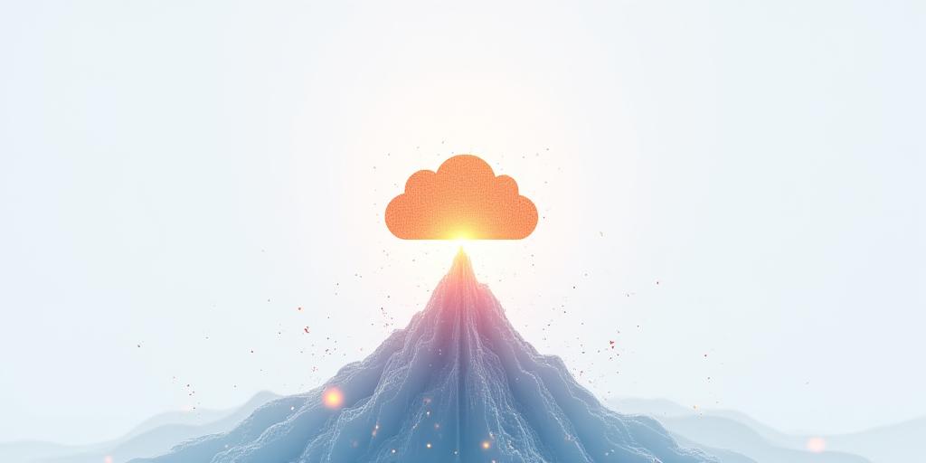 Abstract visualization of growing data and cloud nodes